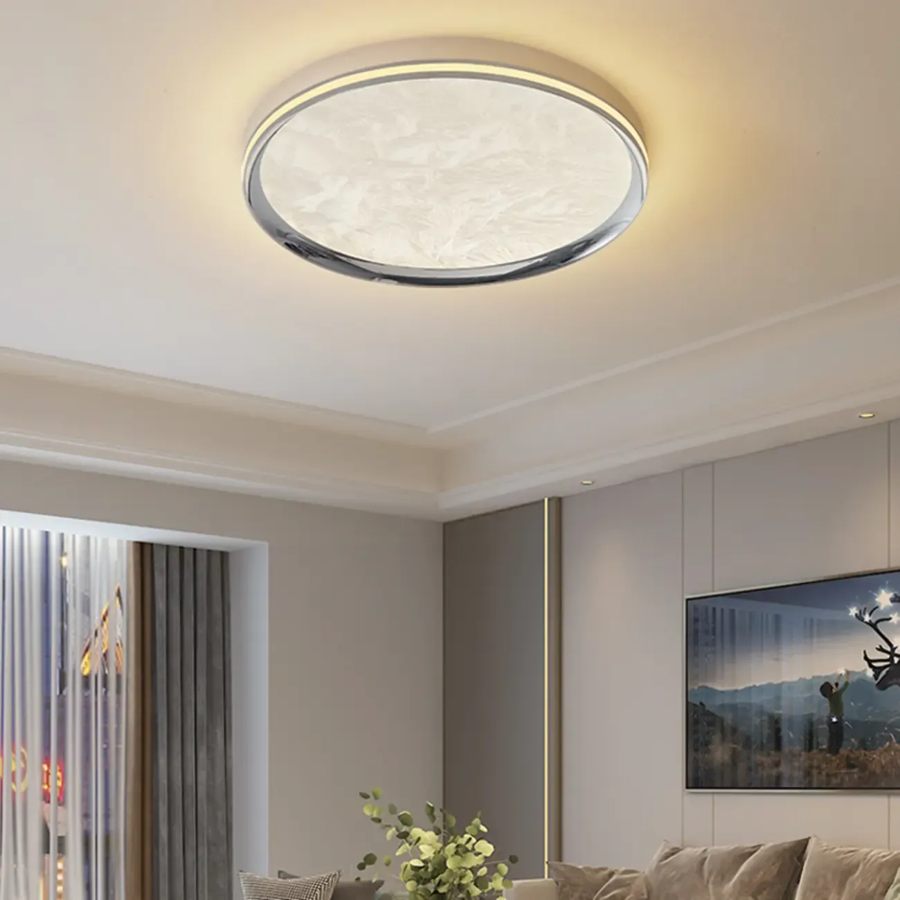 Modern Circular Flush Mount Ceiling Light with Acrylic Shade