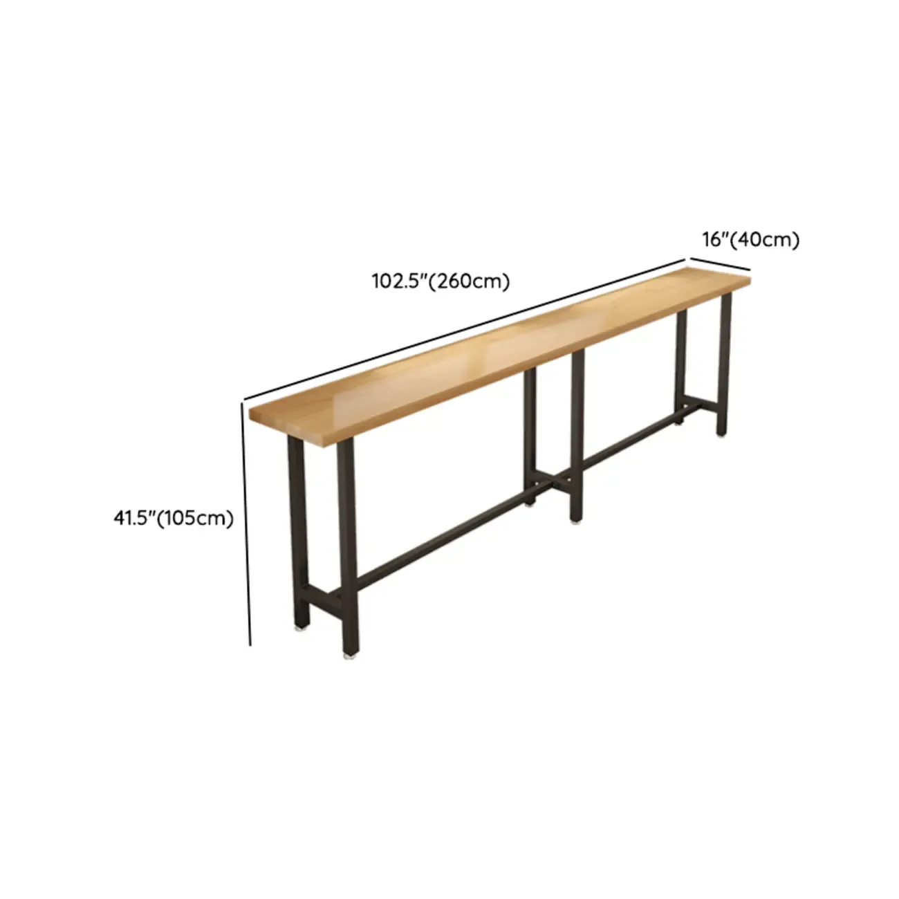 Footrest Natural Wooden Fixed Top Bar Tables