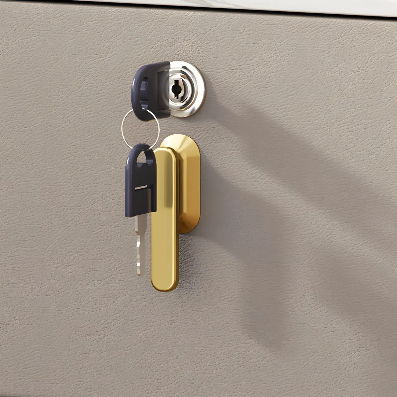 Modern Faux Leather 3 Drawers Nightstand with Stone Top