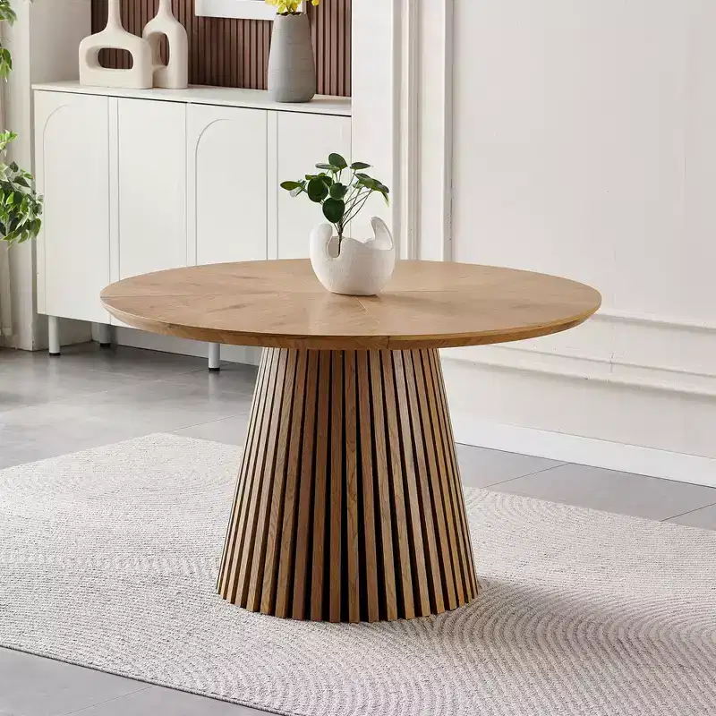 Space-Saving Oval Dining Table Slatted Legs for Living Room