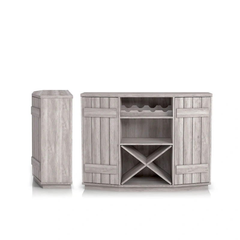 DH BASIC Farmhouse Plank-Style 28-Bottle 47-Inch Wine Cabinet Buffet by Denhour