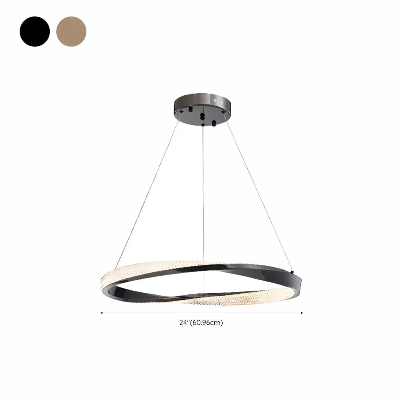Modern LED Stylish Metal Black Circle Ring Chandelier