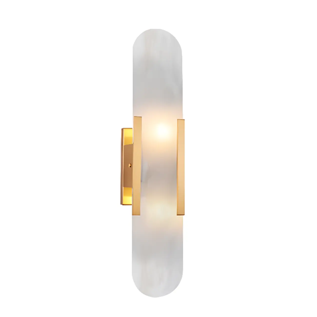 Modern Brass Oval Wall Light with Stone Chalk Shade
