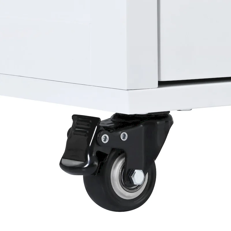 Kitchen Island Cart with Rubber Wood Top and Locking Wheels