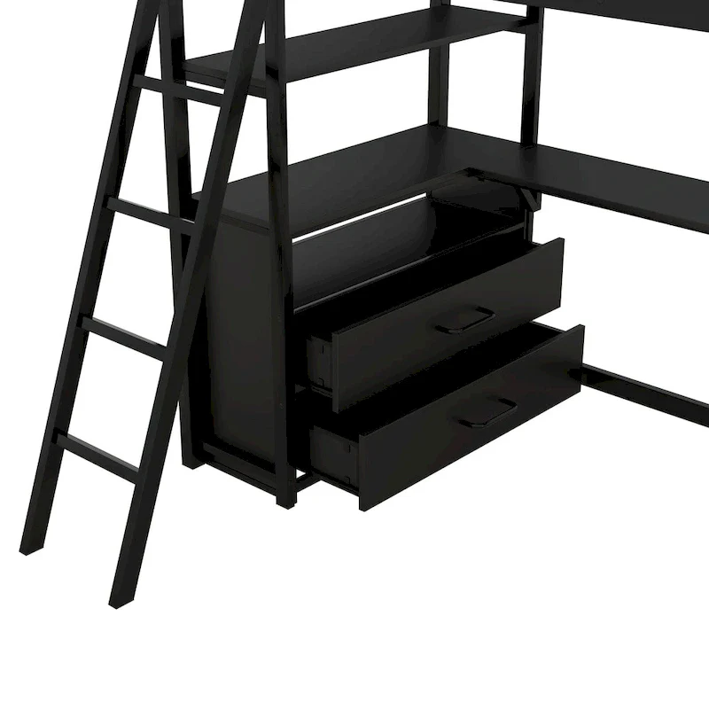 Loft Bed with Desk and Shelves