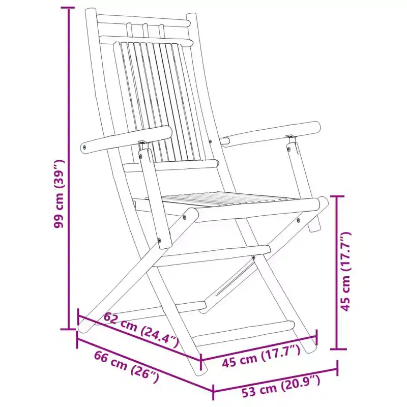 vidaXL Bistro Set Natural Bamboo 3 Piece Foldable Set