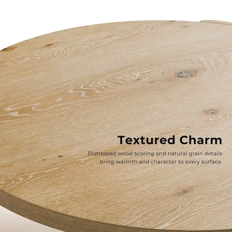 Furniture of America Minst Modern Oak Wood Round Coffee Table