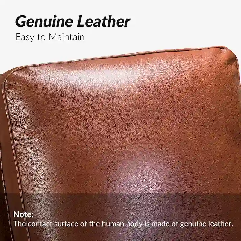 Cigar Mid-century Modern Genuine Leather Recliner with Nailhead Trim Set of 2 by HULALA HOME