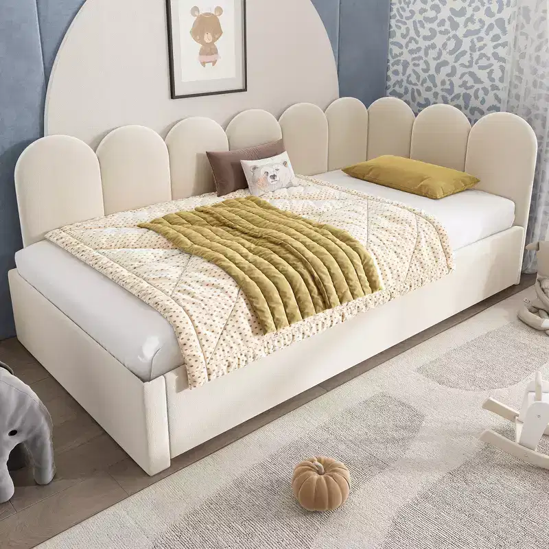 Zeus & Ruta Twin Size Velvet Upholstered Daybed with Pull-Out Bed & Metal Slat Frame