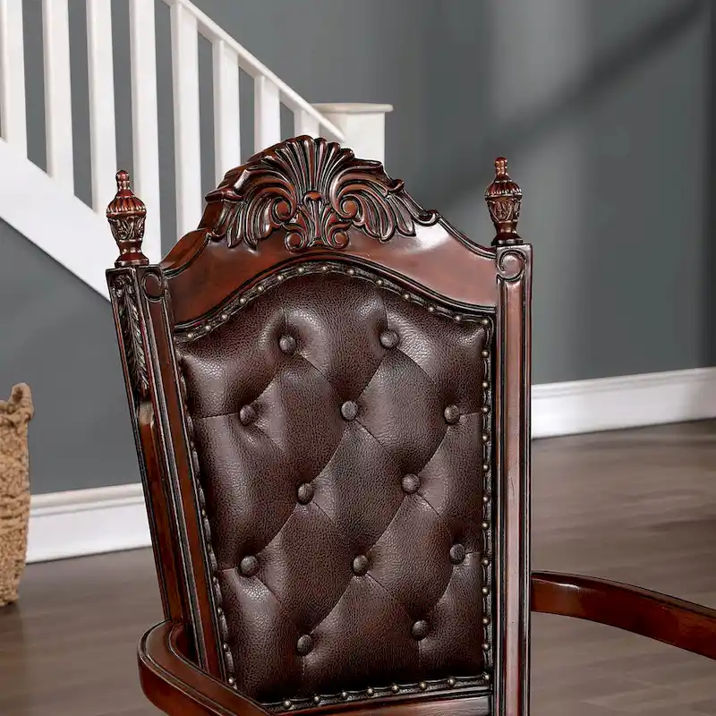 Abeena Traditional Cherry Solid Wood Arm Chairs (Set of 2) by Furniture of America