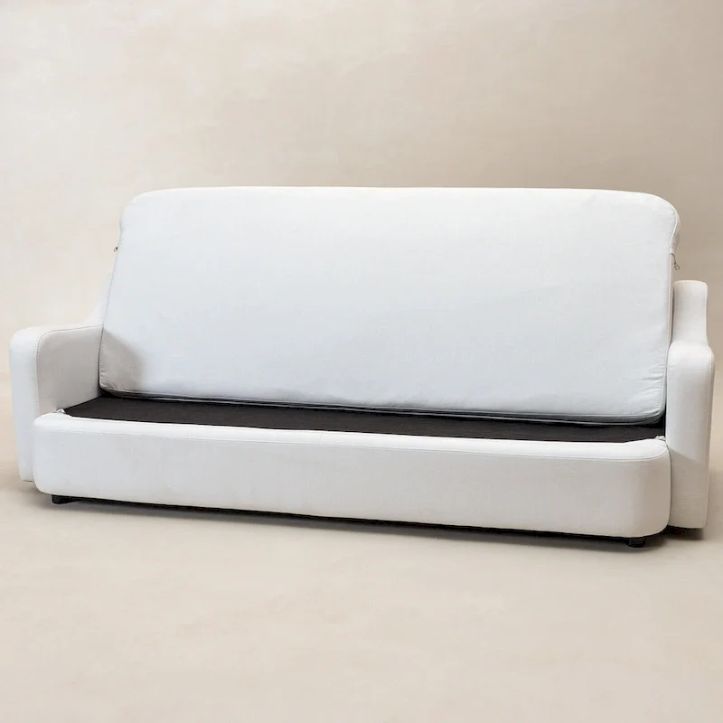 KINWELL 3-Seater Linen Upholstered Deep Seat Sofa with Flippable Cushions, 90 W