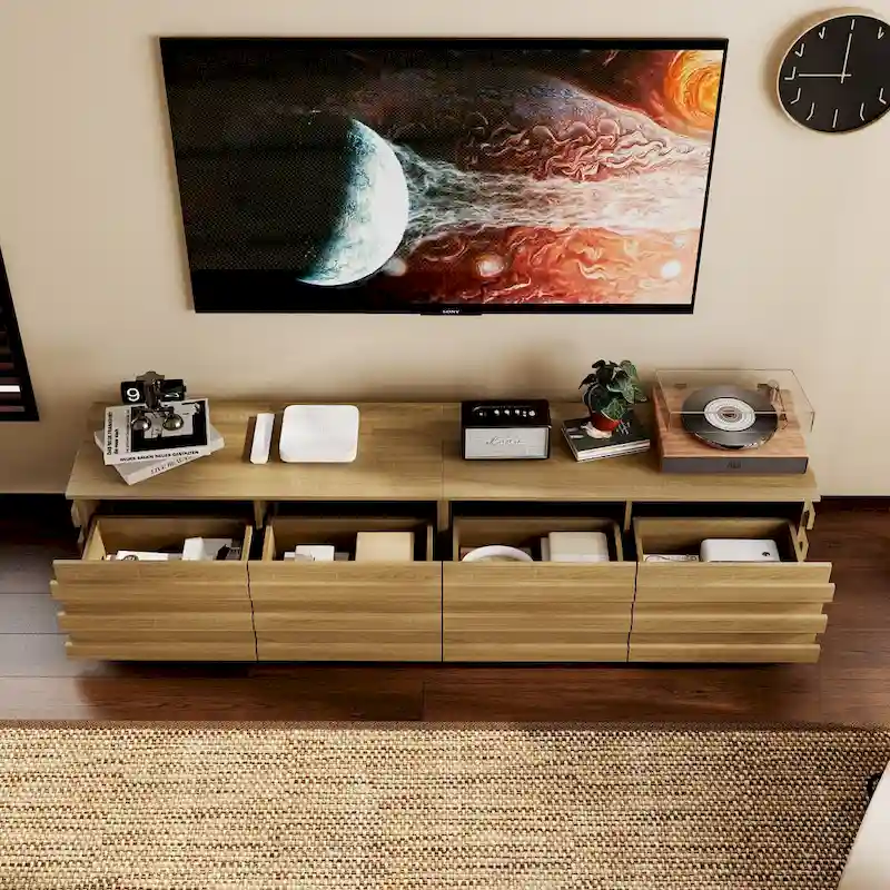 Contemporary Wooden TV Stand Entertainment Center: Minimalist Design Meets Functional Storage