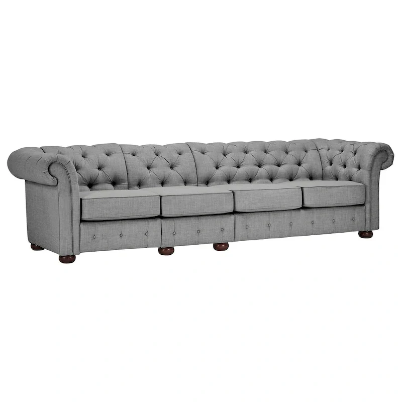 Knightsbridge Light-grey Extra Long Chesterfield Sofa by iNSPIRE Q Artisan