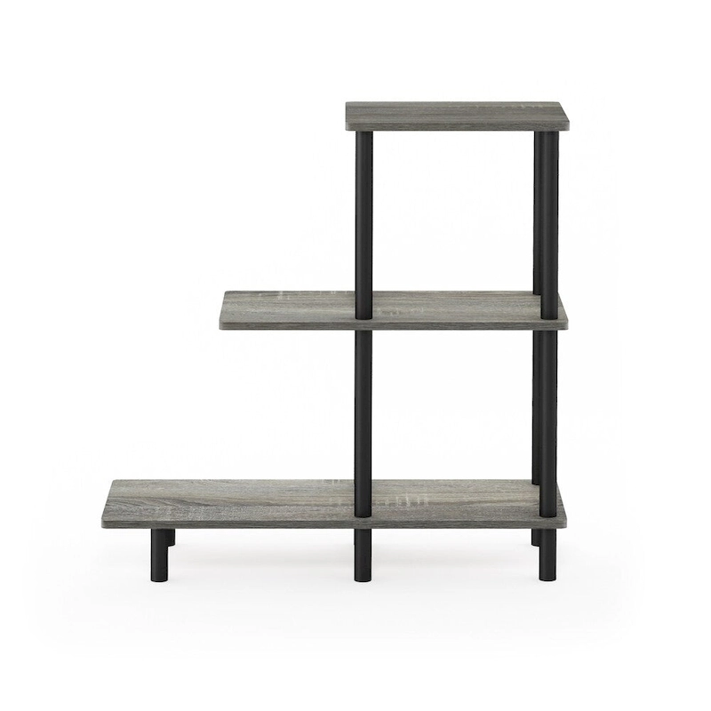 Furinno Turn-N-Tube 3-Tier Sofa Side Table Tall, Espresso/Black