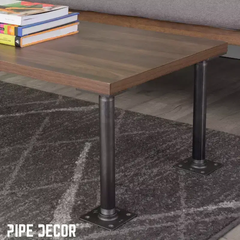 Pipe Decor 3/4 in. x 18 in. Square Flange Pipe Table Legs - 4 Pack