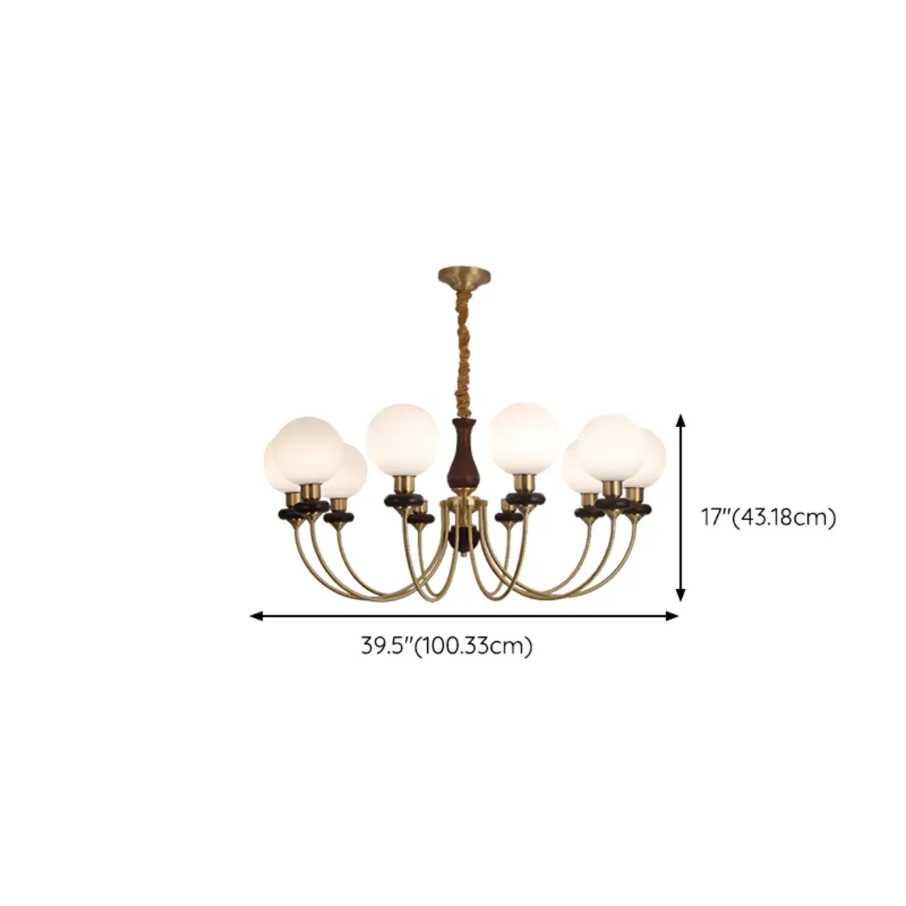 Gold Classic Globe Glass Chandelier Height Adjustable