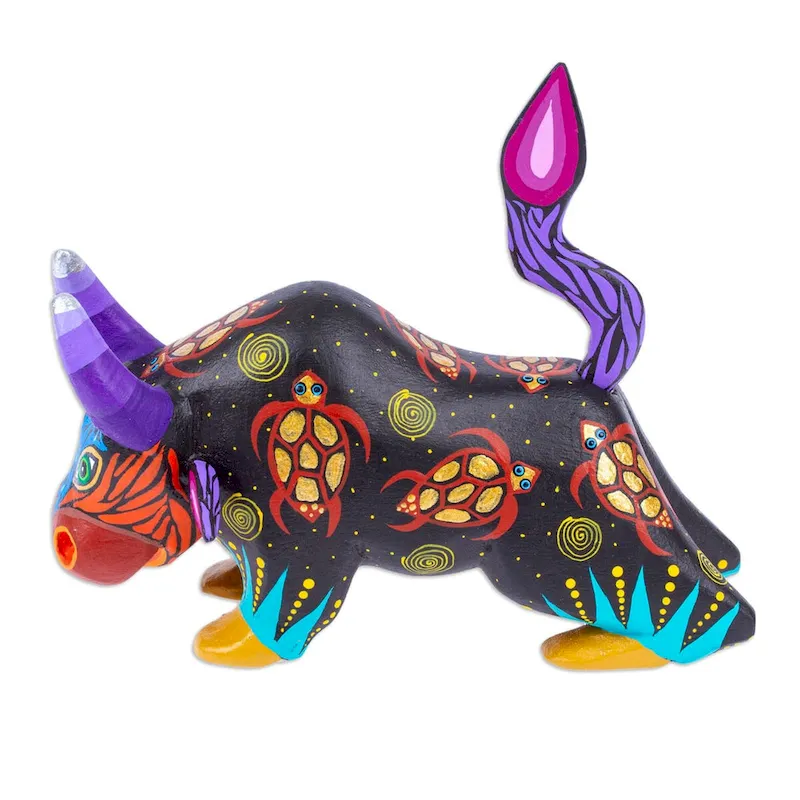 Novica Handmade Sea Bull Wood Alebrije Figurine