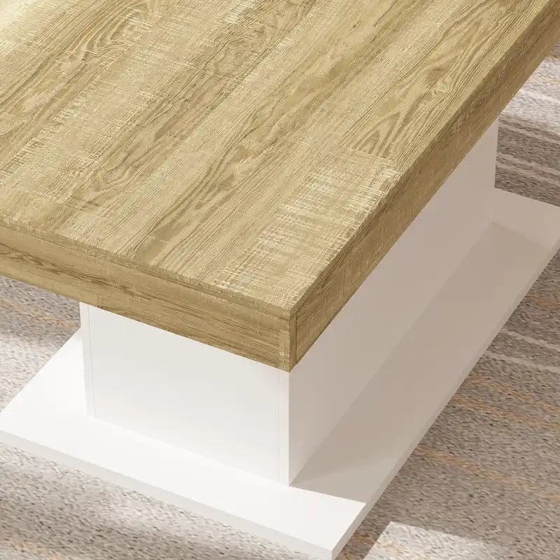 Large Dining Table - Wood Grain Finish, Seats 6-8 (Black/White)