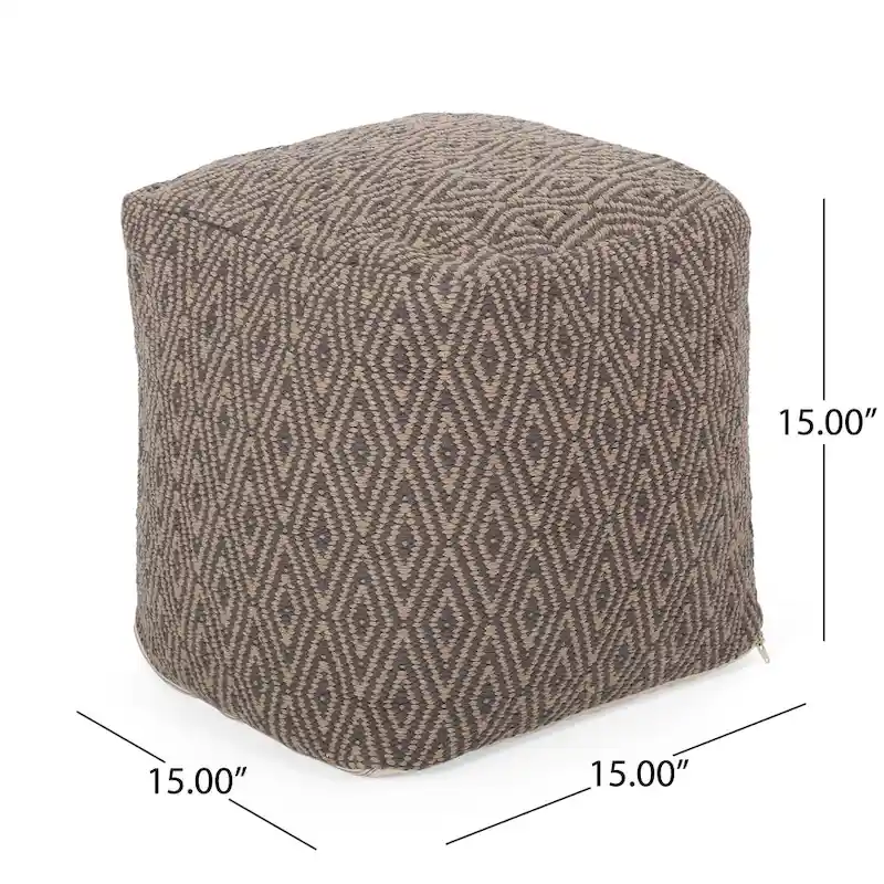 Boven Hand-Crafted Cotton Cube Pouf by Christopher Knight Home