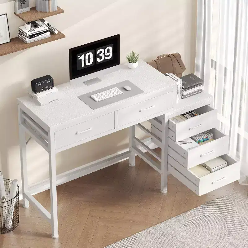 JIONJOY 51 Computer Desk with 5 Drawers & Printer Stand, Home Office Writing Desk for Study, Bedroom & Living Room