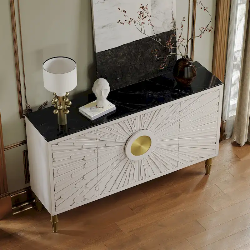Modern 62.99 Sideboard Decorative Cabinet with Storage Shelves