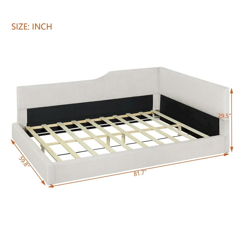 Full L-Shaped Daybed with Solid Frame