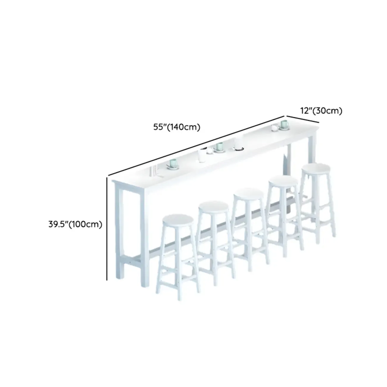 Modern White Wood Iron Rectangular Bar Tables