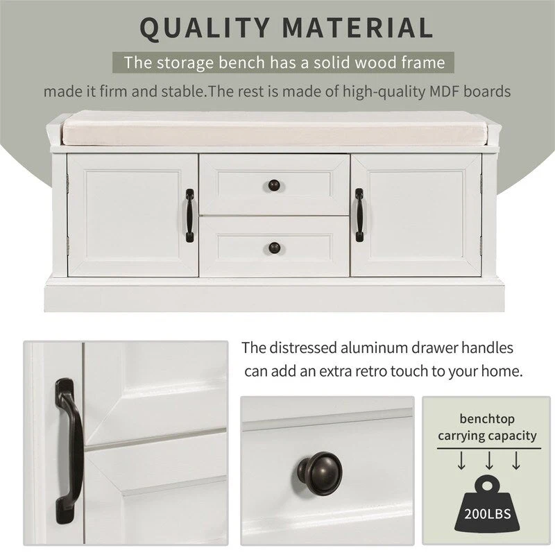 Shoe stool, 2 drawers, 2, removable pads, living room locker, entrance