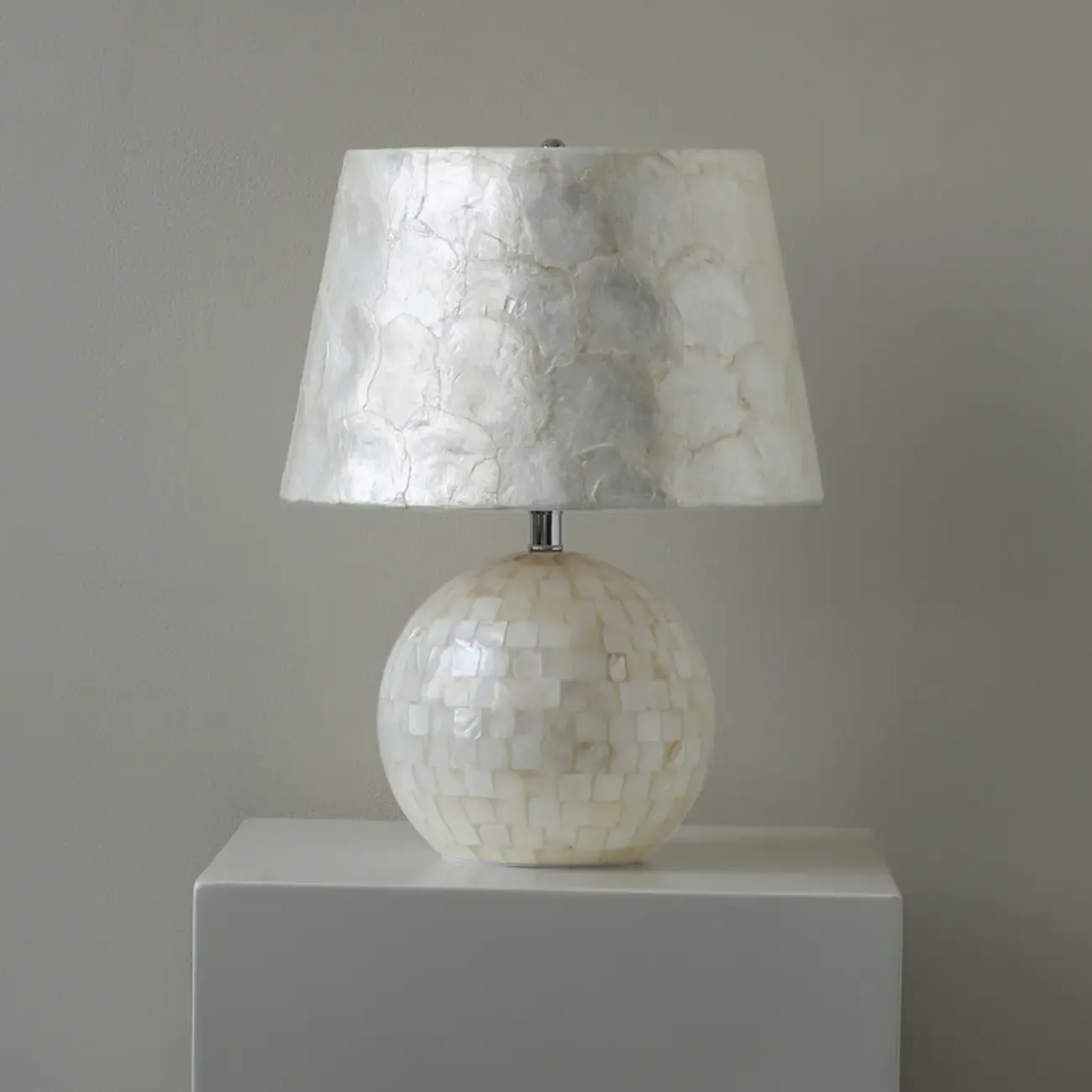 Modern Shell Table Lamp with Geometric Shade, LED