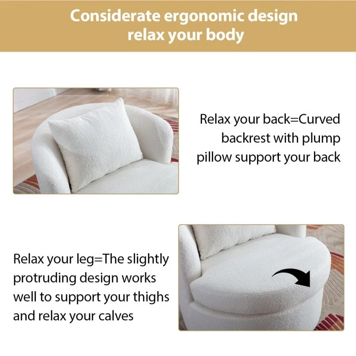 Swivel Barrel Chair with Lamb Wool Fabric