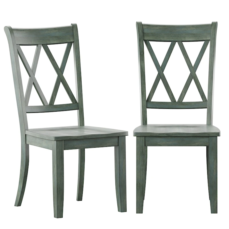 Ronda Double X Back Wood Dining Chairs (Set of 2)
