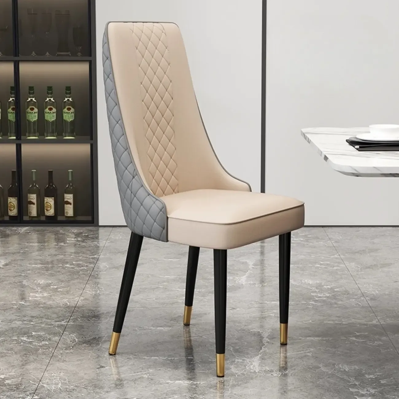 Modern Leather Full Back Upholstered Dining Chair