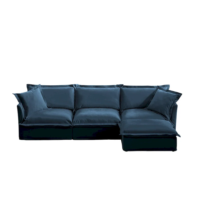 120 Chenille L-Shaped Sectional with Convertible Ottoman & 2 Pillows and 3-Seater Cloud Couch