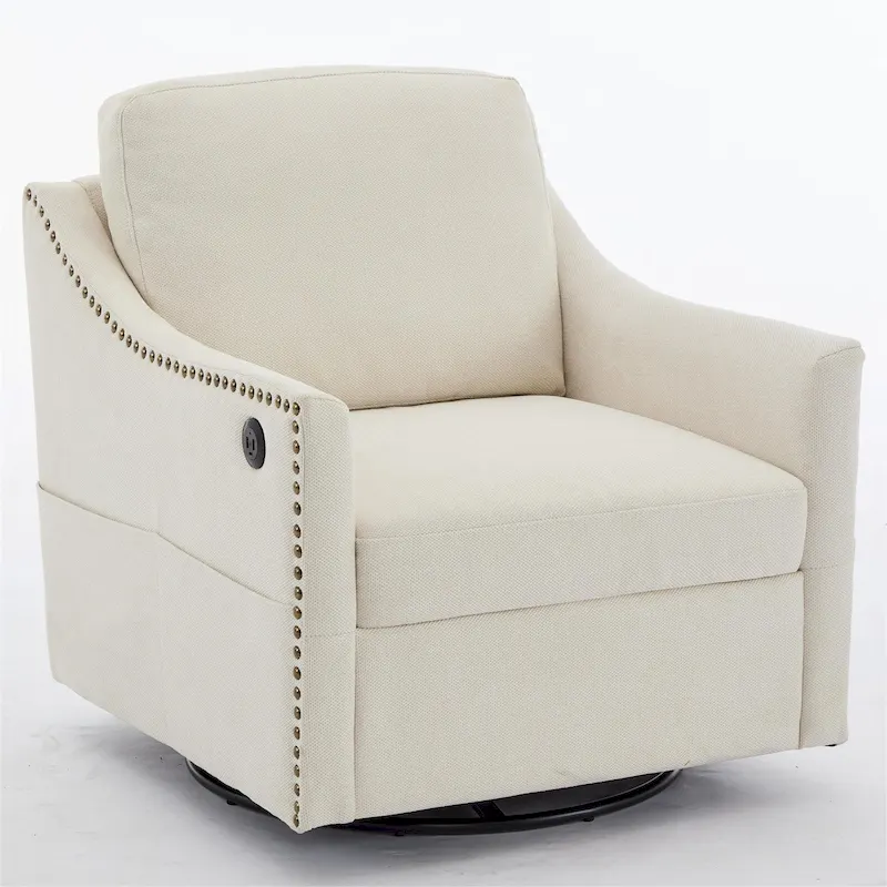 Modern Fabric Accent Swivel Chair with USB Ports, Set of 1