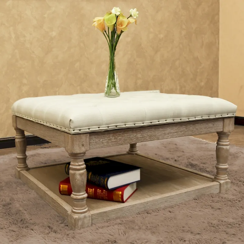 Cairona Fabric 30-inch Tufted Shelved Ottoman