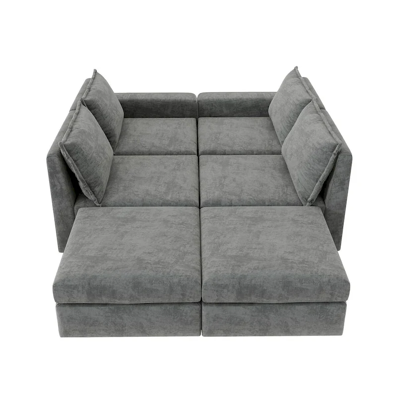 Chenille Modular U-Shaped Sectional Sofa with Ottoman