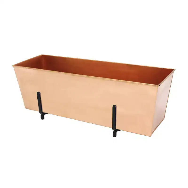 ACHLA Designs 23.25" Wide Copper Plated Steel Rectangular Planter Box: Fits Balcony & Outdoor Railing