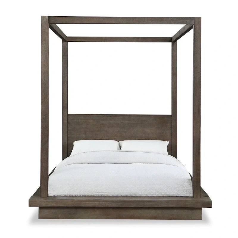 Dark Pine King Canopy Bed – Solid Wood, Sleeps 1-2