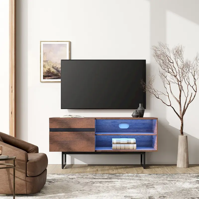 Modern TV Stand for up to 55 inch TV with Storage Cabinets