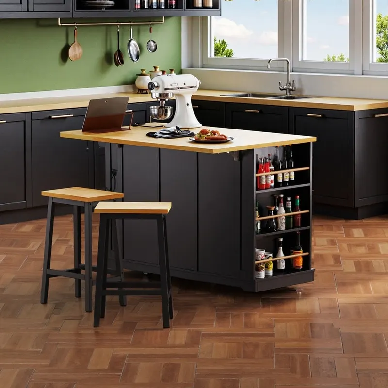 Frost 53inch Large Kitchen Island with Drop Leaf