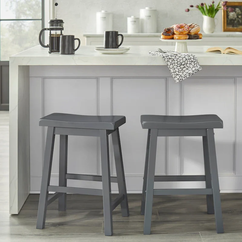 Simple Living Jalen Solid Wood 24-inch Saddle Stool (Set of 2)