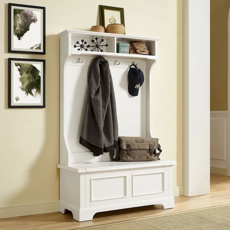 Classic White Wooden Hall Tree