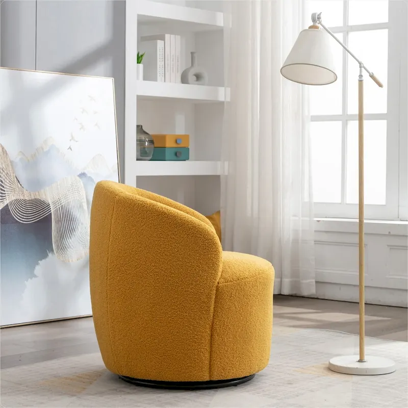 Teddy Fabric Swivel Accent Armchair Barrel Chair