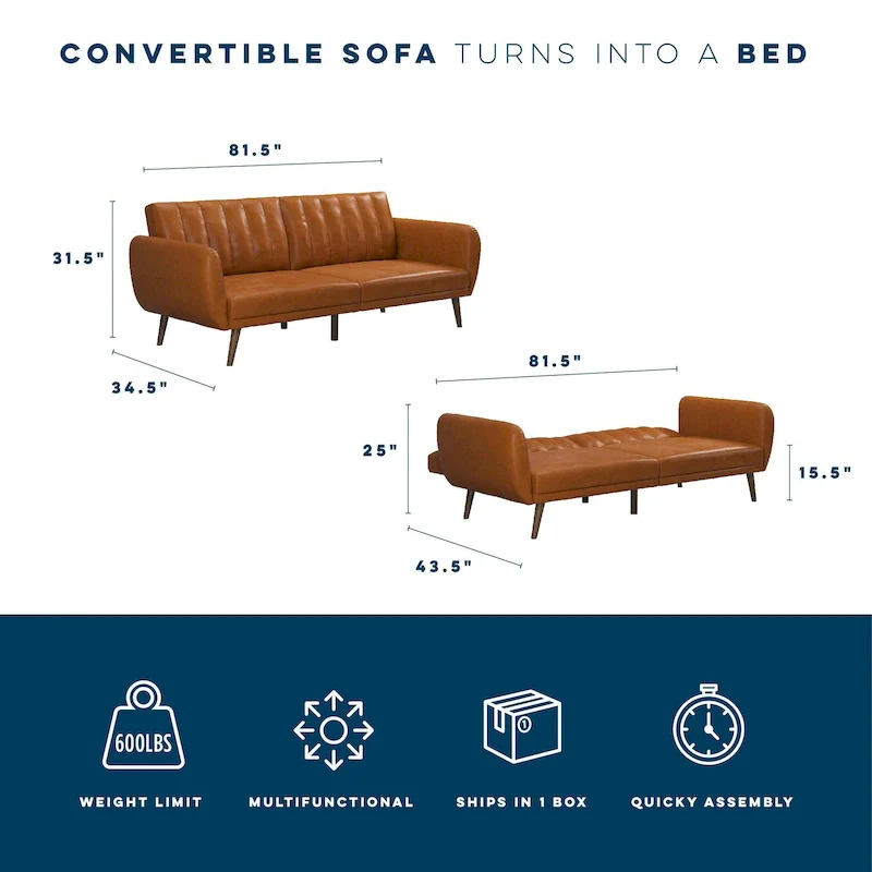 The Novogratz Brittany Faux Leather Futon Sofa Bed