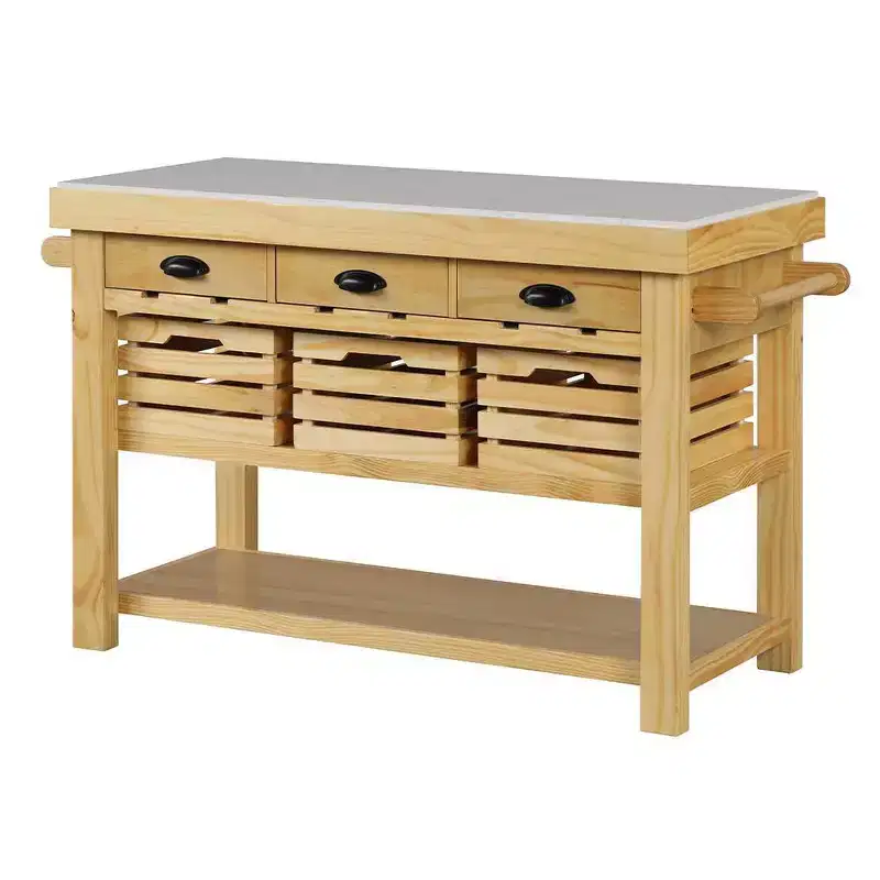 Acme Furniture Grovaam Kitchen Island Marble Top/Natural Finish