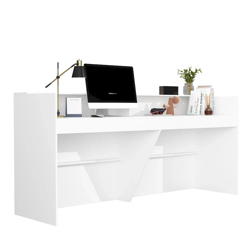 Reception Desk with Counter, Modern Front Desk Reception Room Table