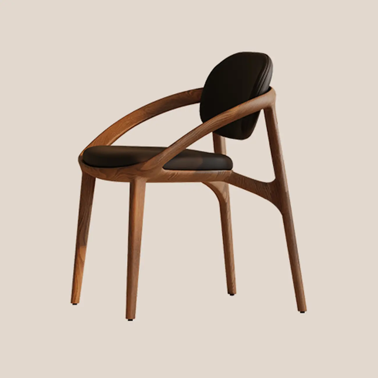 Mid-Century Modern Wooden Dining Chair with Arms