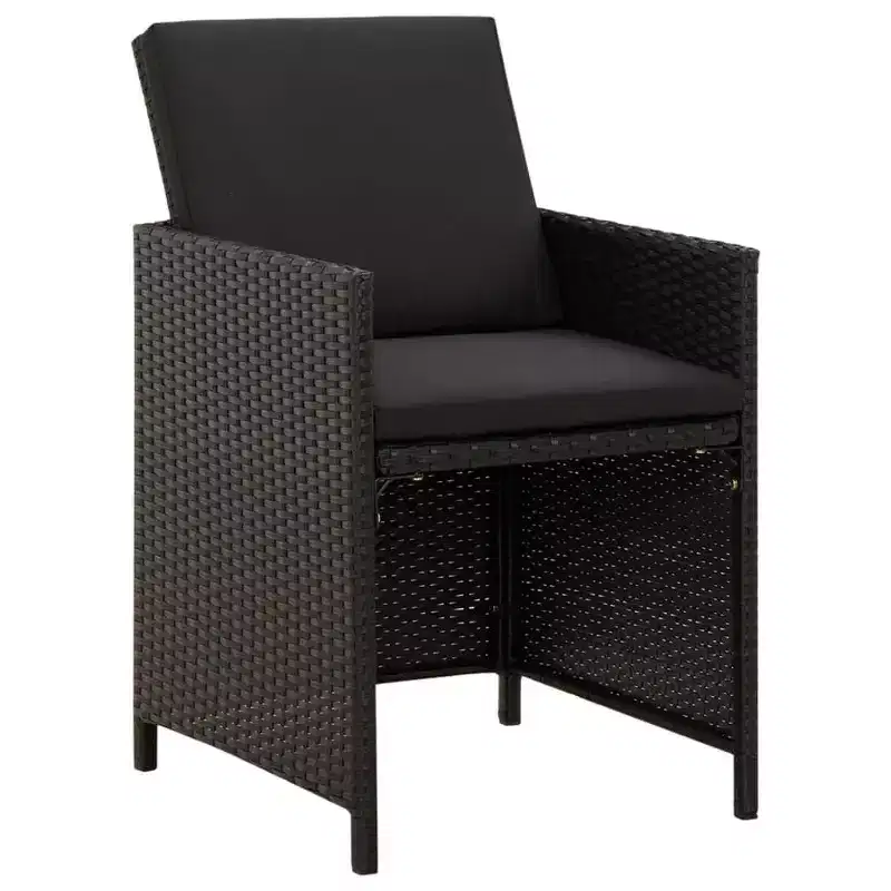 vidaXL Patio Chairs 4 Pcs Patio Dining Single Chair with Cushions Poly Rattan