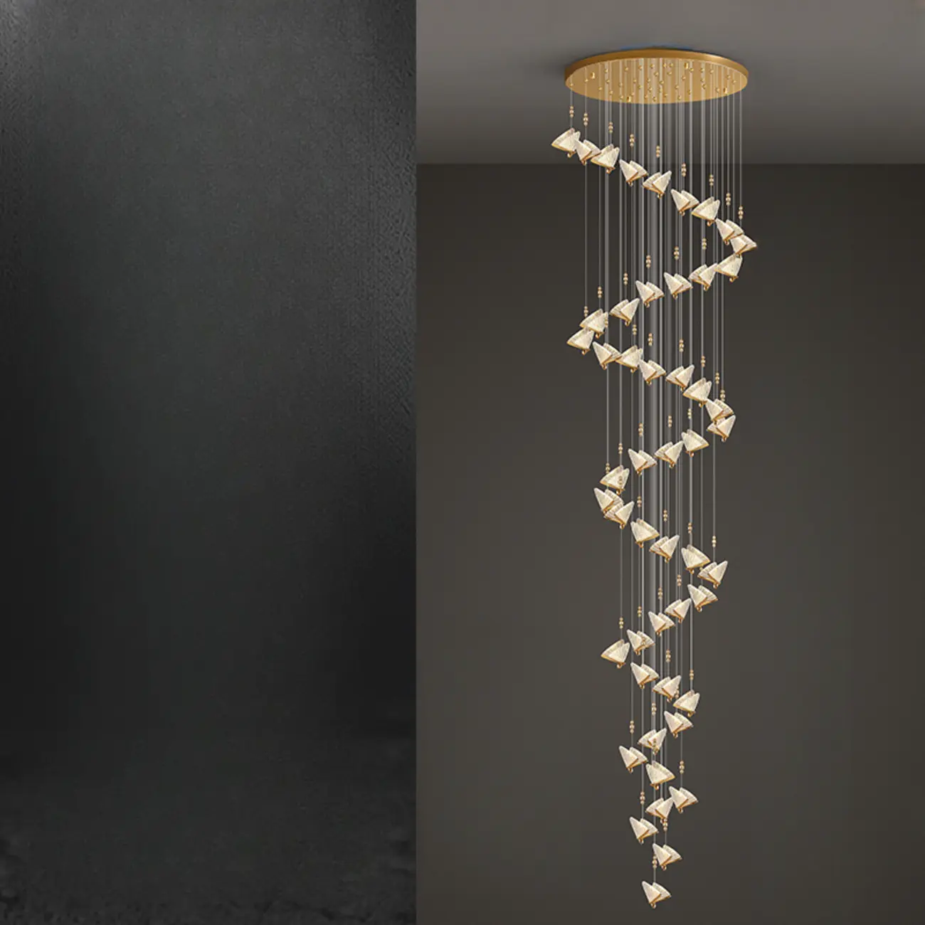 Modern Crystal Linear Butterfly Chandelier Light with Remote