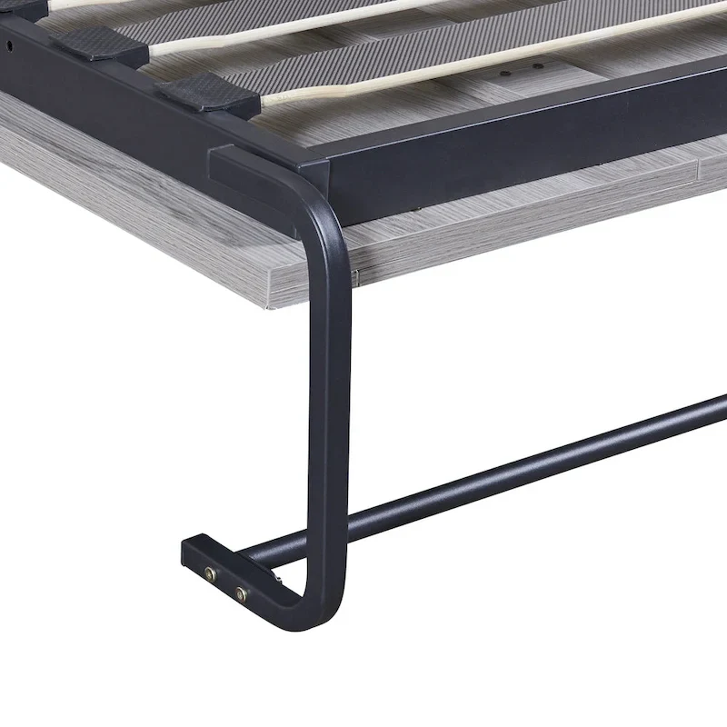 Gray Fold-Down Murphy Bed with Integrated Cabinet – Modern Style, Twin / Full, Sleeps 1